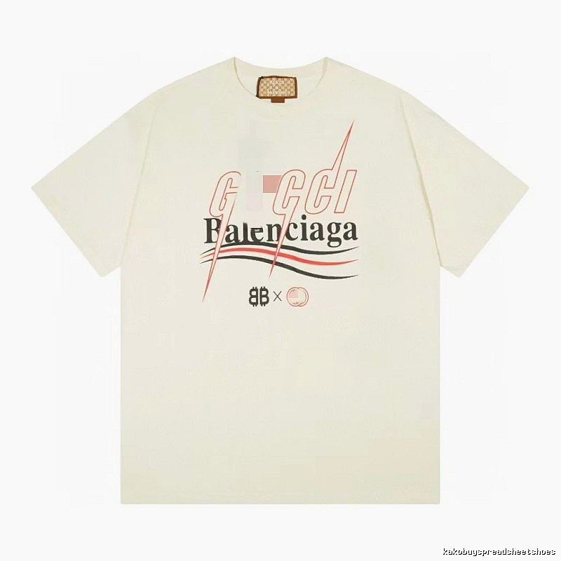 Balenciaga Co-branded Printed Streetwear Off-white Short-sleeve T-shirt