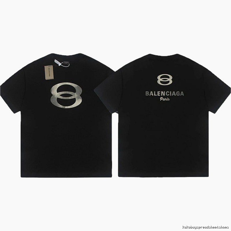 Balenciaga Distressed Double Ring Street Style Black Short Sleeve T-Shirt