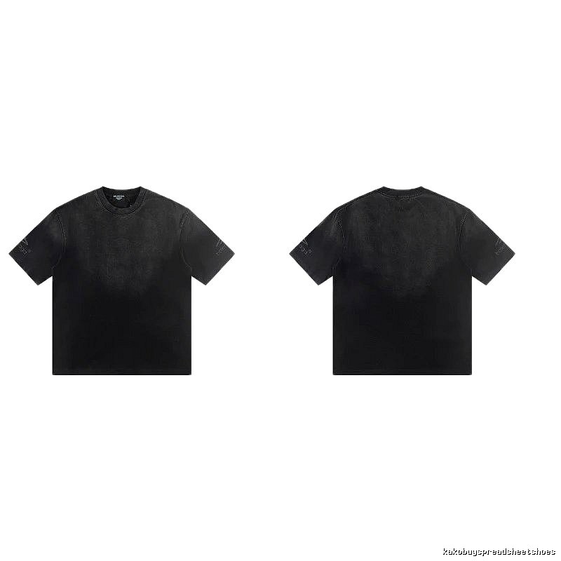 Balenciaga Distressed Street Style Black Short-Sleeve T-Shirt