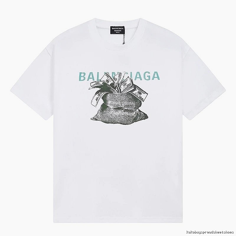 Balenciaga Dollar Bill Print Street Style White T-Shirt