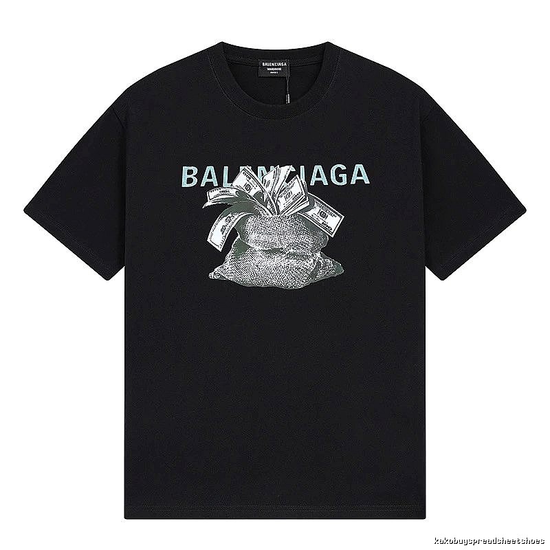 Balenciaga Dollar Print Street Style Black T-Shirt