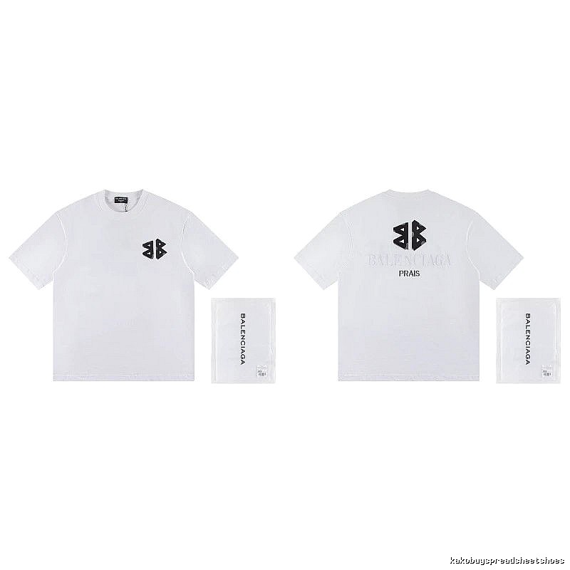 Balenciaga Double-B Print Street Style White T-Shirt