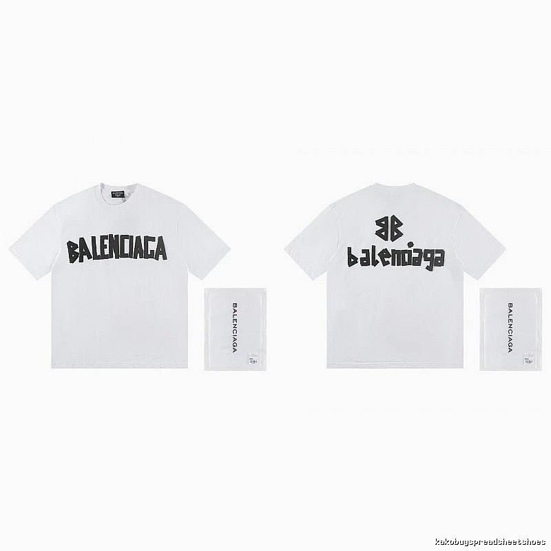 Balenciaga Double B Printed Street Style White T-shirt