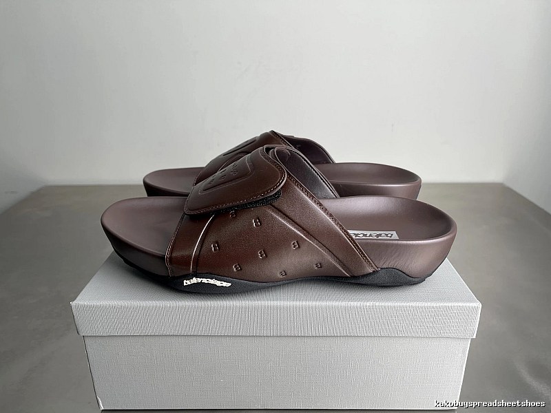 Balenciaga Embossed Street-Chic Brown Slippers
