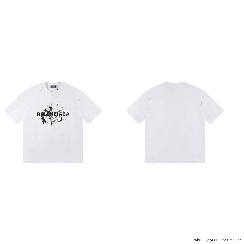 Balenciaga Graffiti Print Street Style White T-Shirt