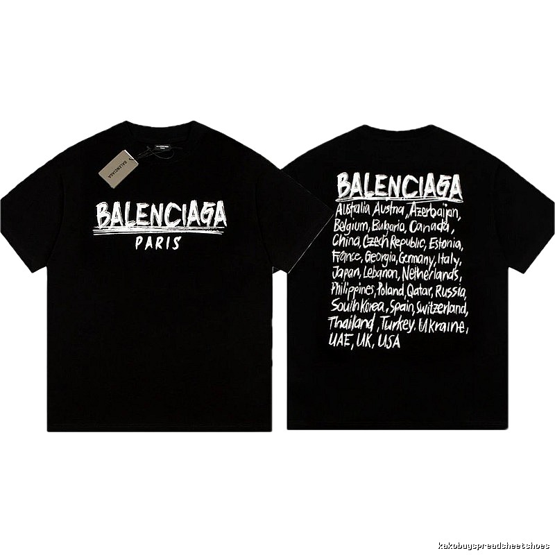 Balenciaga Graffiti Street Style Black Short Sleeve T-shirt