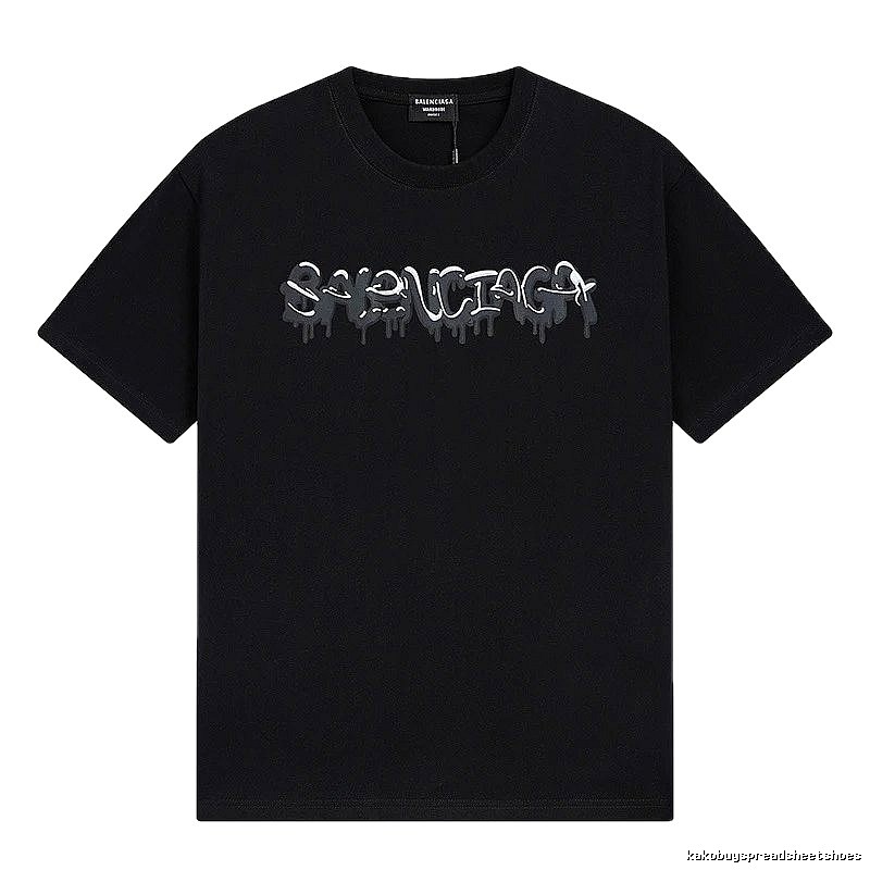 Balenciaga Graffiti Street Style Black Short Sleeve T-shirt