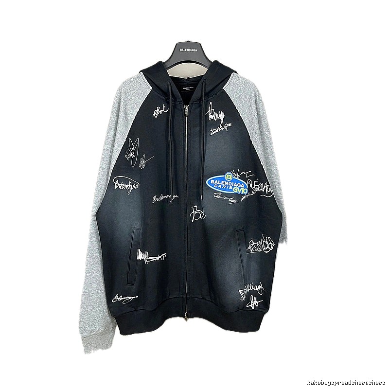 Balenciaga graffiti-style black and grey hoodie