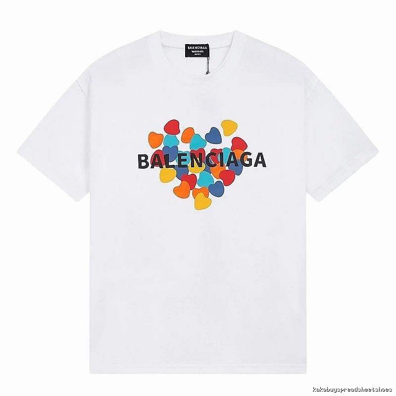 Balenciaga Heart Print Streetwear Brand White T-Shirt