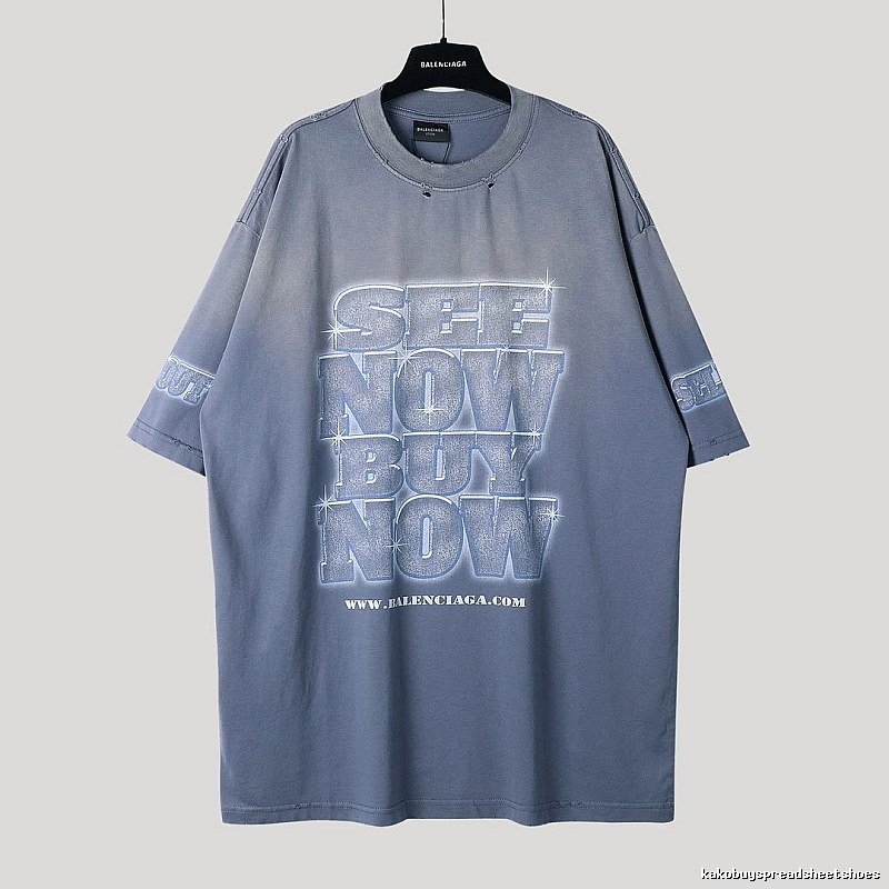 Balenciaga letter grey short-sleeve