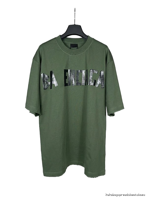 Balenciaga letter-style green T-shirt