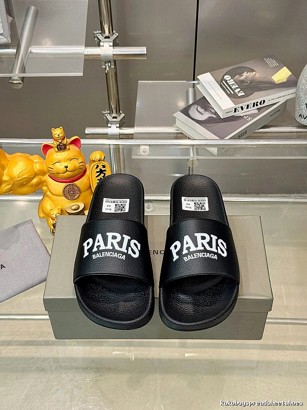Balenciaga PARIS Print Trendy Black Slippers