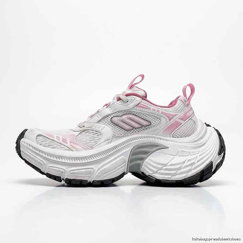 Balenciaga retro-style pink and white sports shoes