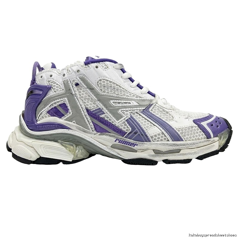 Balenciaga retro-style white and purple sports shoes