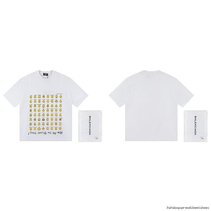 Balenciaga Smiley Face Printed Street Style White T-shirt