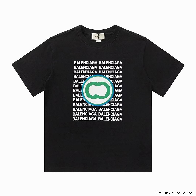 Balenciaga Trendy All-over Print Black Short-sleeve T-shirt