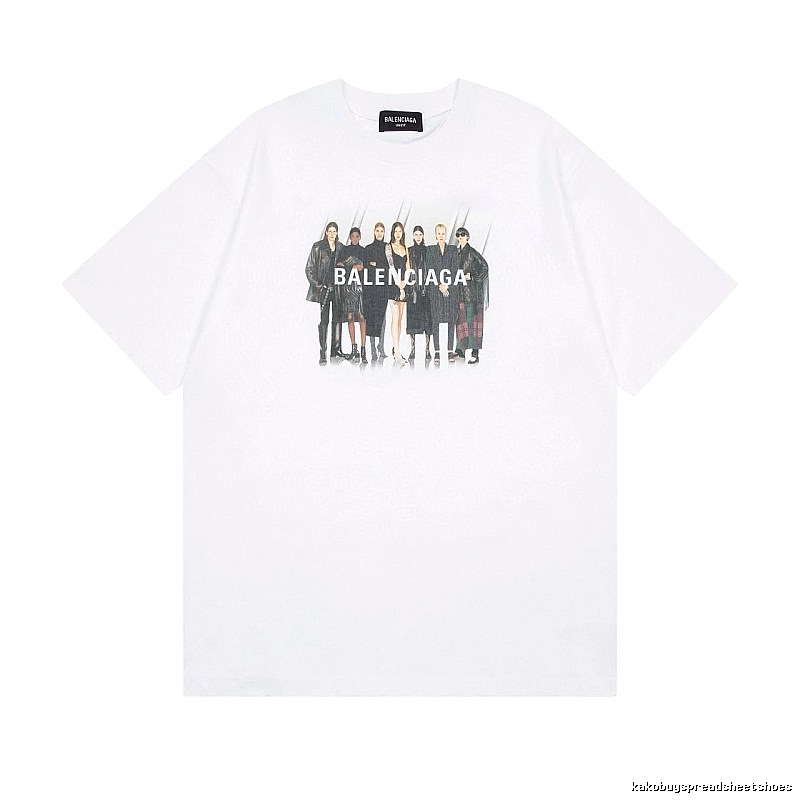 Balenciaga Trendy and Cool Style Portrait Print White T-shirt