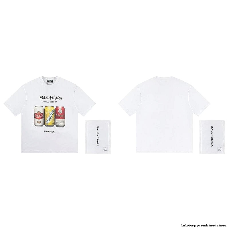 Balenciaga Trendy White T-Shirt with Soda Can Print