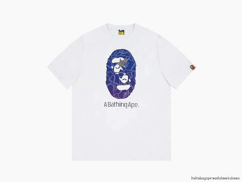 Bape ape face print short-sleeved white T-shirt