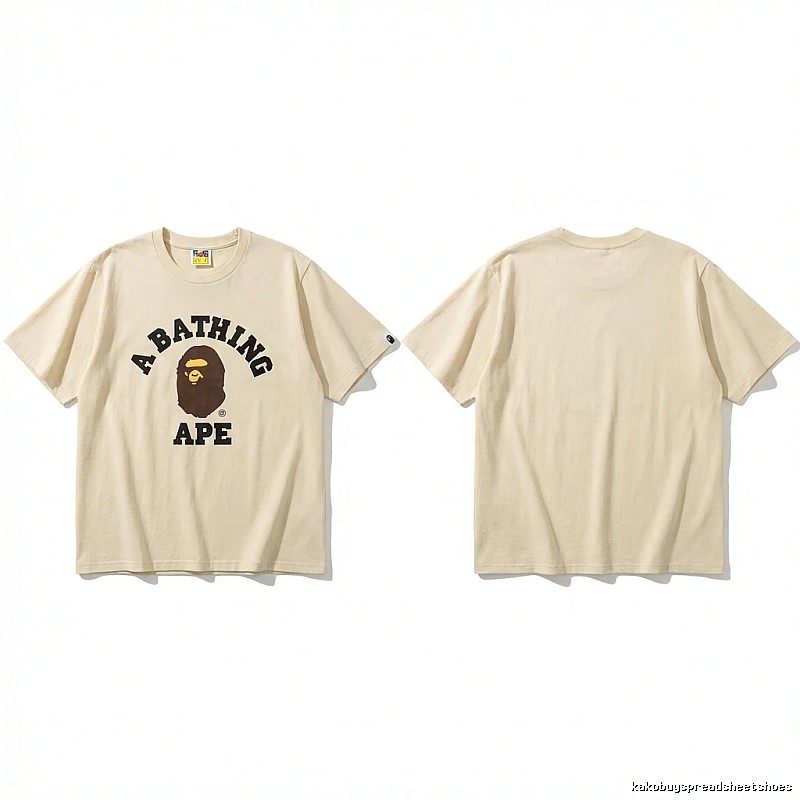 Bape Ape Head Minimalist Style Beige T-shirt