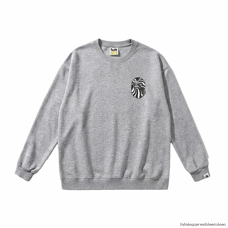 Bape Ape Head Minimalist Style Grey Sweatshirt