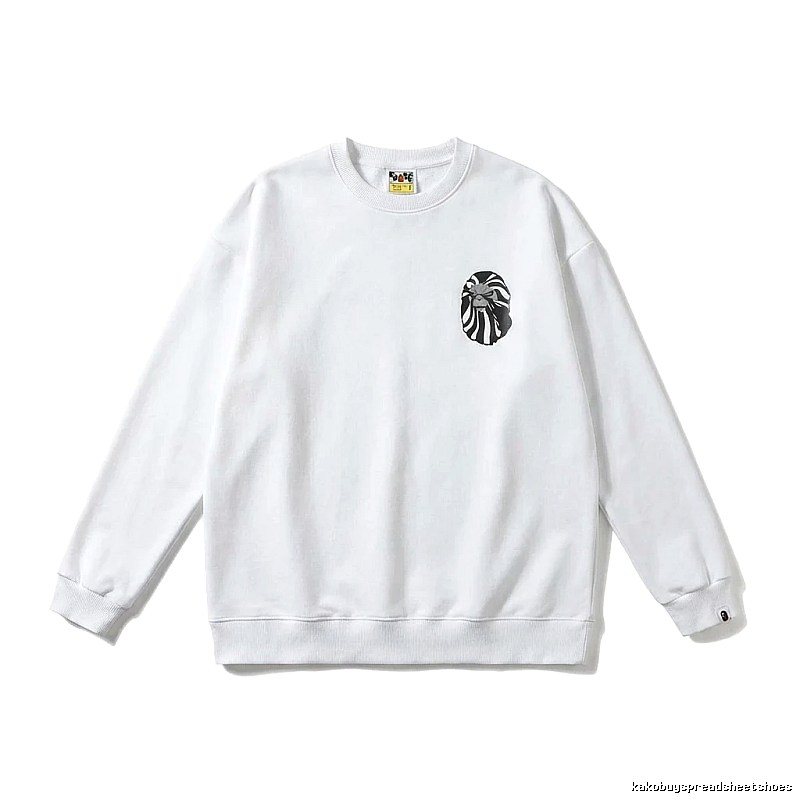 Bape Ape Head Minimalist Style White Sweatshirt