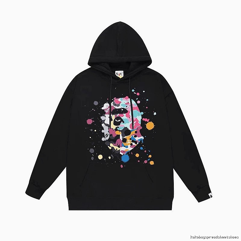 Bape camouflage splatter ink style black hoodie