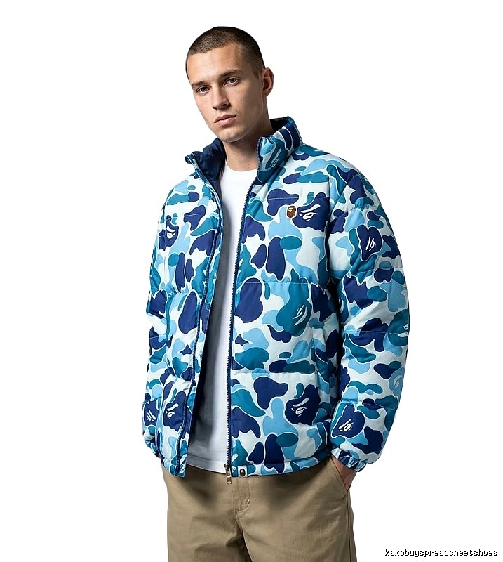 Bape camouflage-style blue and white down jacket
