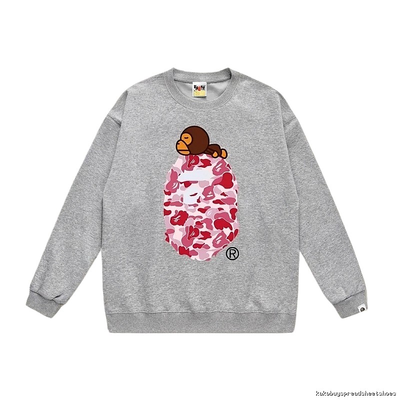 Bape cartoon camouflage style gray sweatshirt