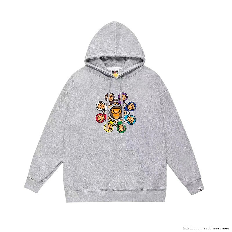 Bape Cartoon Print Grey Hoodie