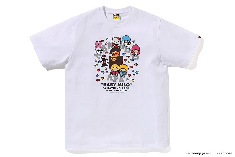 Bape cartoon - printed white T - shirt