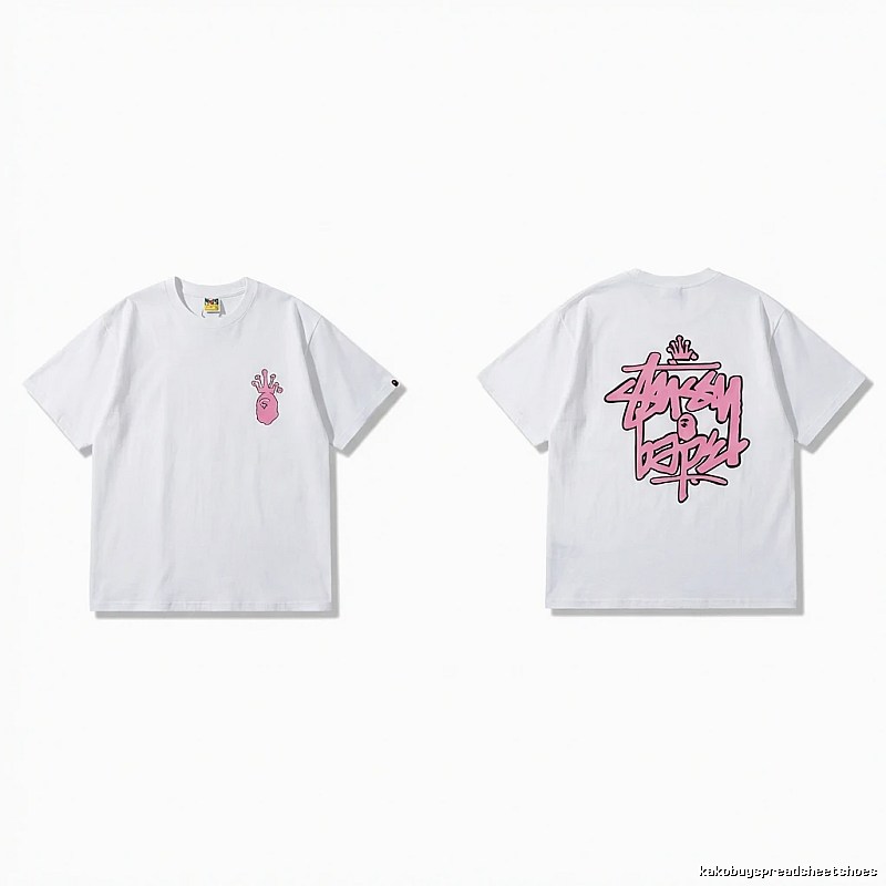 Bape Co-branded Pink Trendy T-shirt