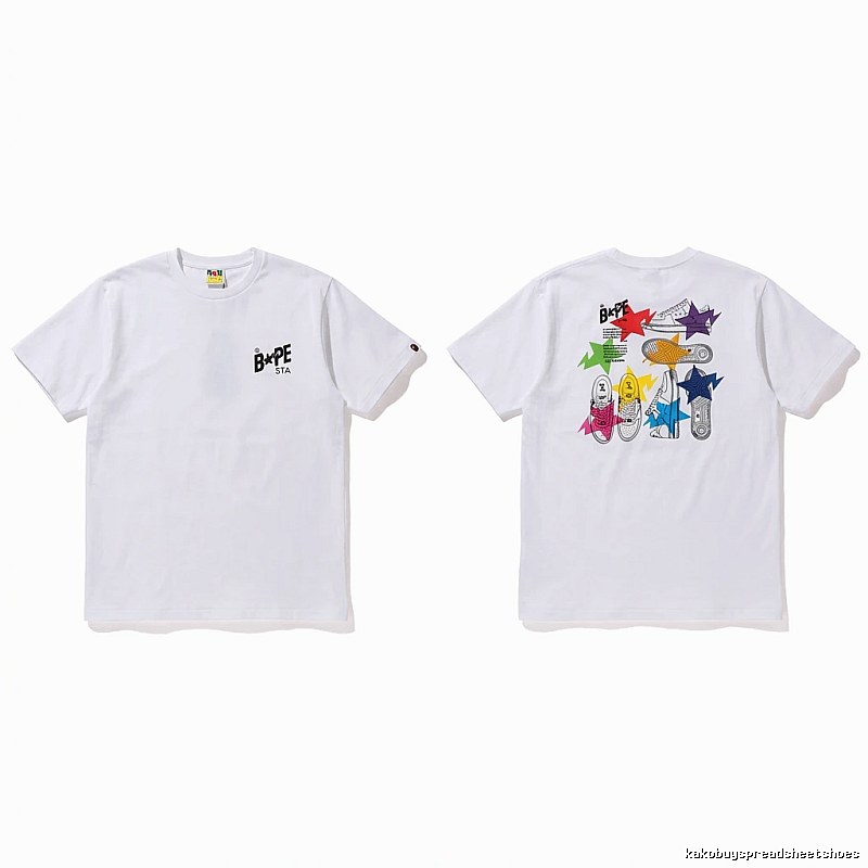 Bape Colorful Printed Style White T-shirt