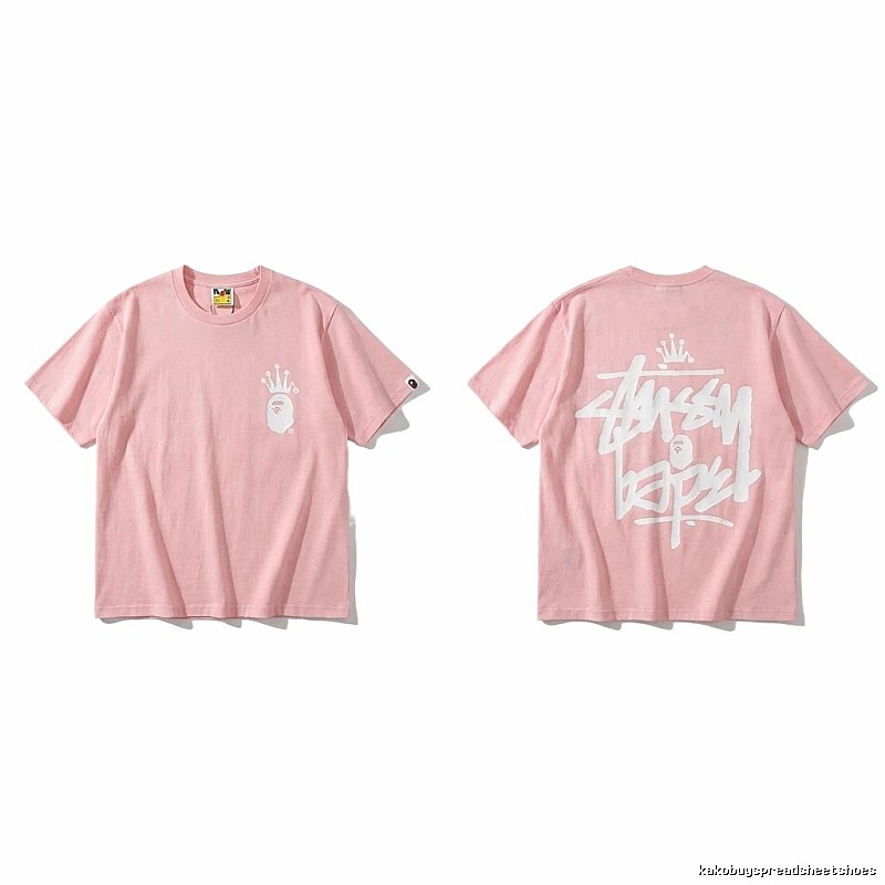 Bape Crown Trendy Pink Short Sleeve