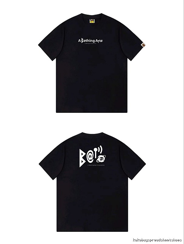 Bape letter - printed short - sleeved black T - shirt