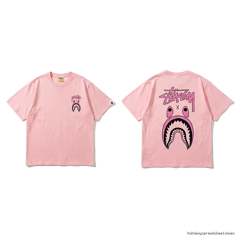 Bape Shark Pink Streetwear Short-sleeve Shirt