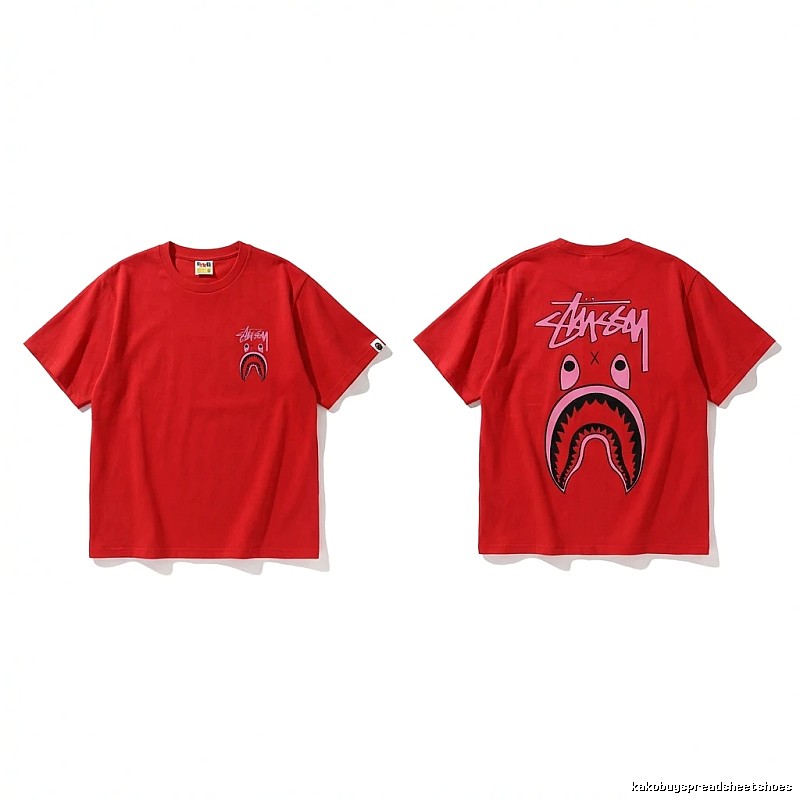 Bape Shark Series Red Trendy T - shirt.
