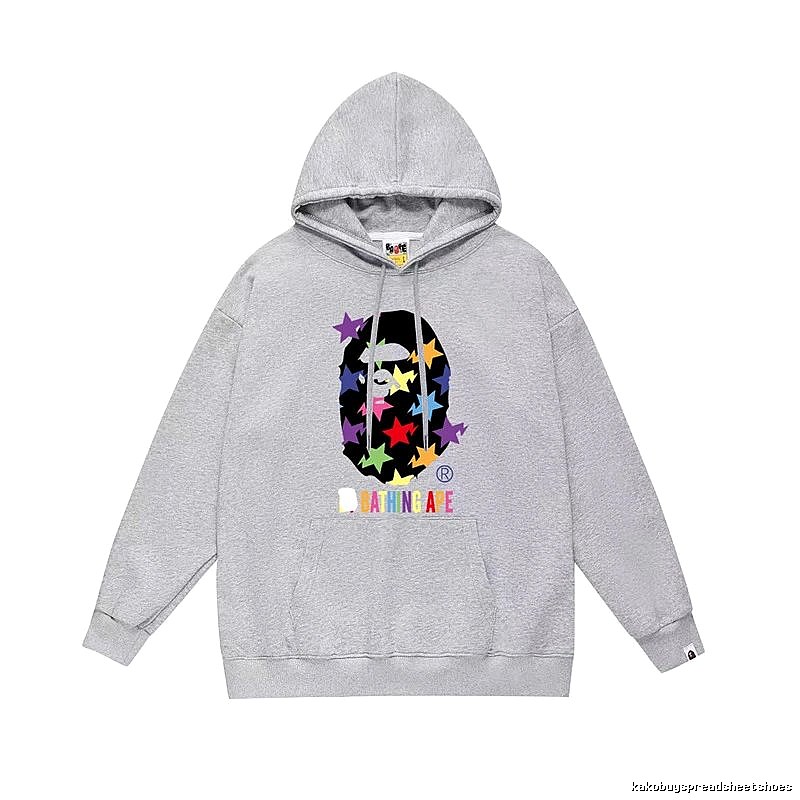 Bape star - printed grey hoodie