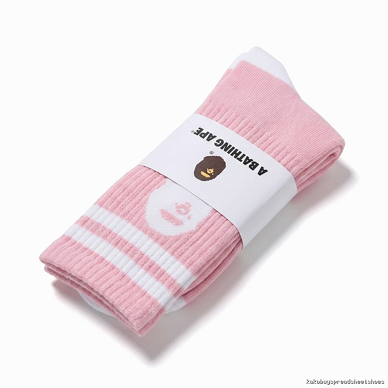 Bape striped cute style pink socks