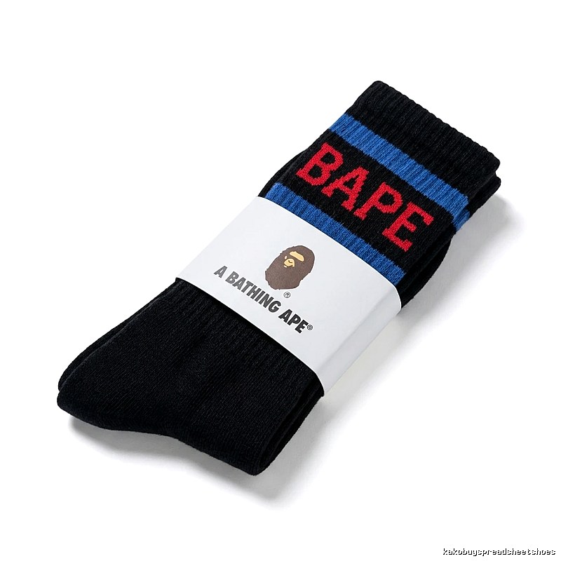Bape striped trendy socks in black style