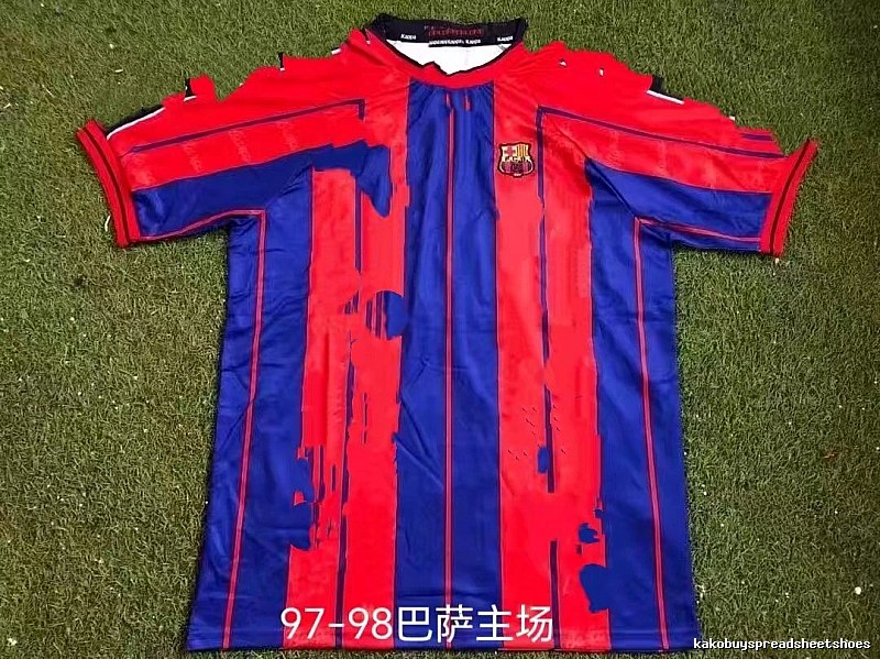 Barcelona Monogram Retro soccer jersey Blue Red Barcelona for Casual Outfits