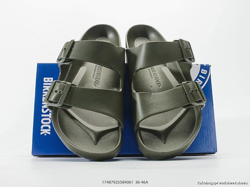 BIRKENSTOCK Double-Strap Casual Military Green Slide Sandals
