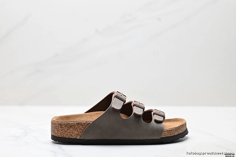 BIRKENSTOCK Three-Buckle Casual Grey Slides