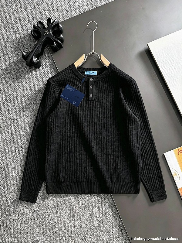 Black Ribbed Cardigan with Small Prada Ribbed Cardigan with Neutral Color