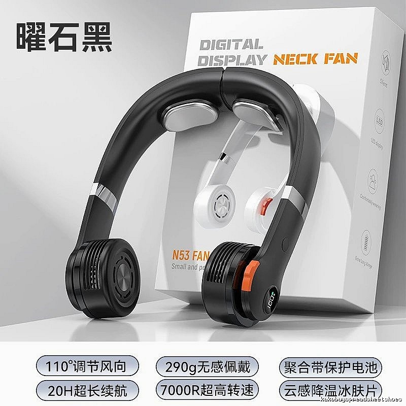 Black Standard Version Misting Wearable Neck Fan