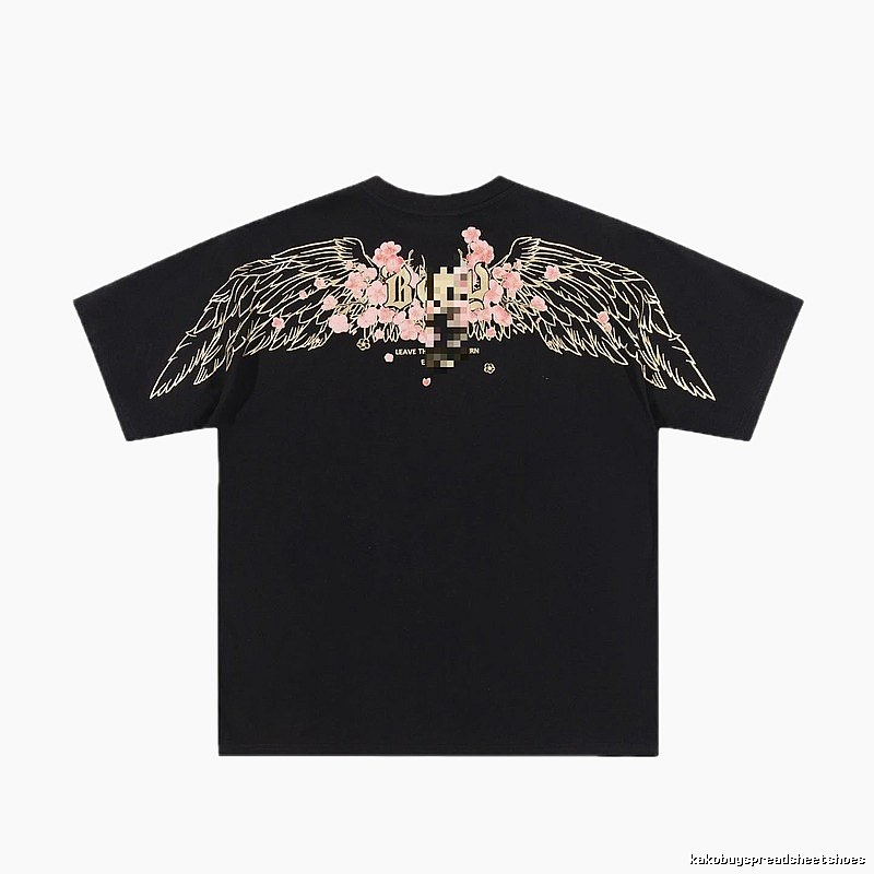 BOY Cherry Blossom Wings Streetwear Style Black T-Shirt