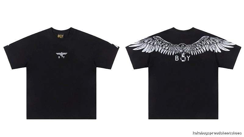 BOY Wing Print Street Style Black Short-sleeve T-shirt
