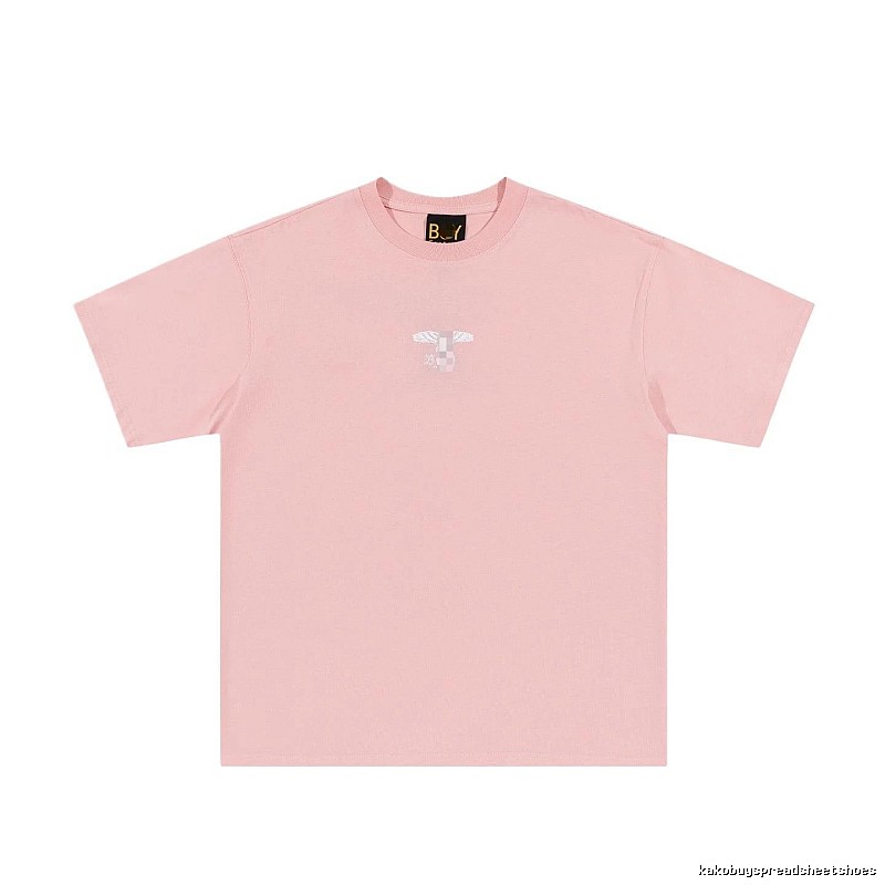 BOY Wing Print Street-style Pink Short Sleeve T-Shirt