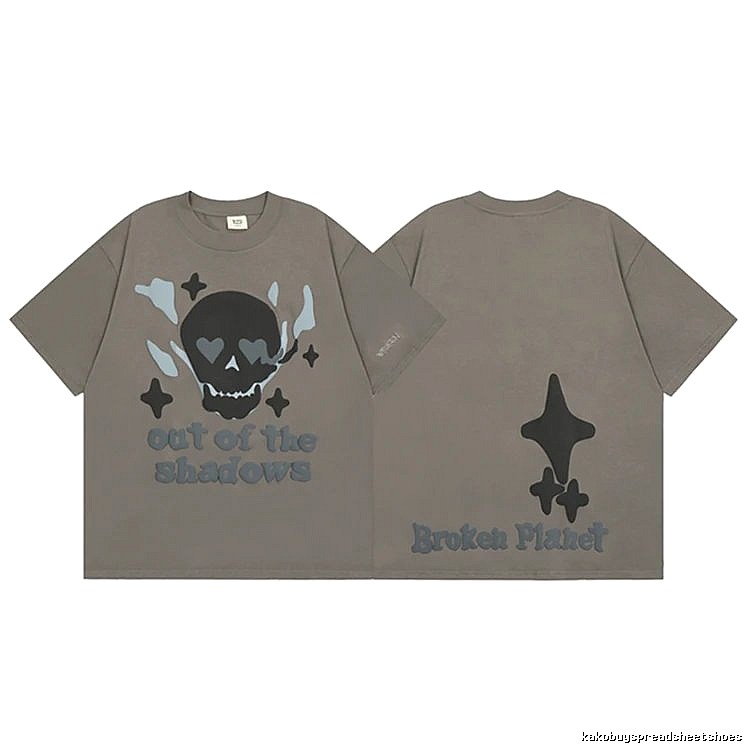 Broken Hearts Raised-Print Graphic Gray Brown Style Bpi02 Graphic T-Shirt Resort Wear