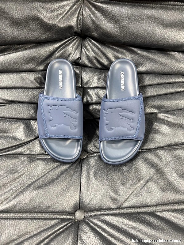Burberry Embossed Knight Casual Style Navy Blue Slide Sandals
